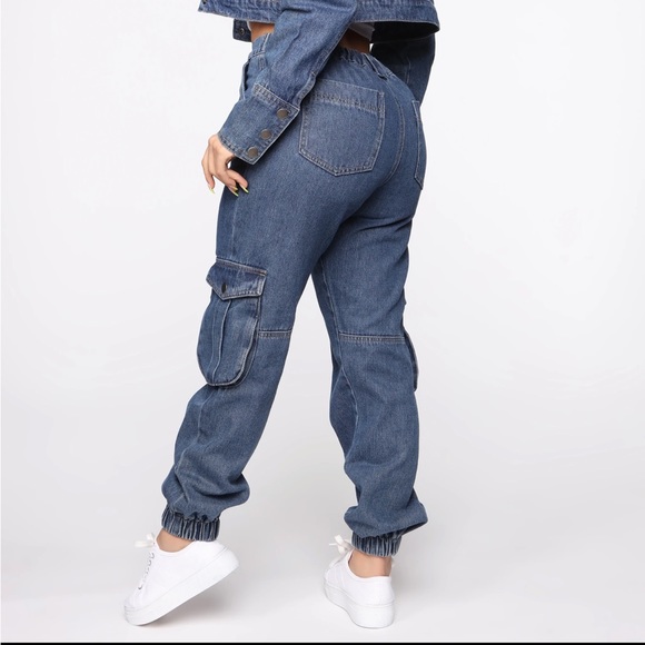 Denim Cargo Jogger Pants - Picture 3 of 5